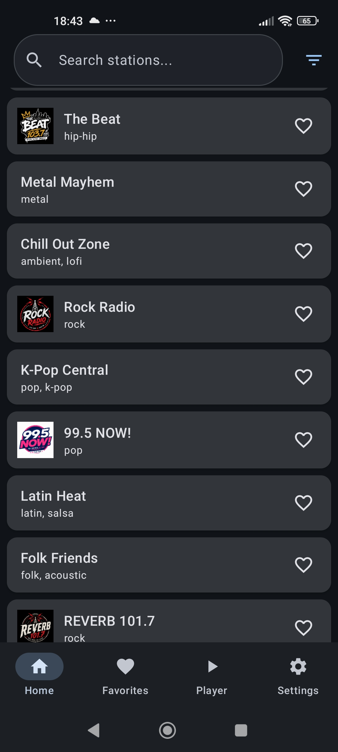Internet radio station search and filters